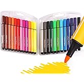 SAYEEC Coloring Markers Washable Markers for Kids 24 Colored Felt Tip Pens Art Marker Set with Carrying Case Water Based Drawing Pens for Artists Adult Coloring Books Manga Comic Christmas Gifts