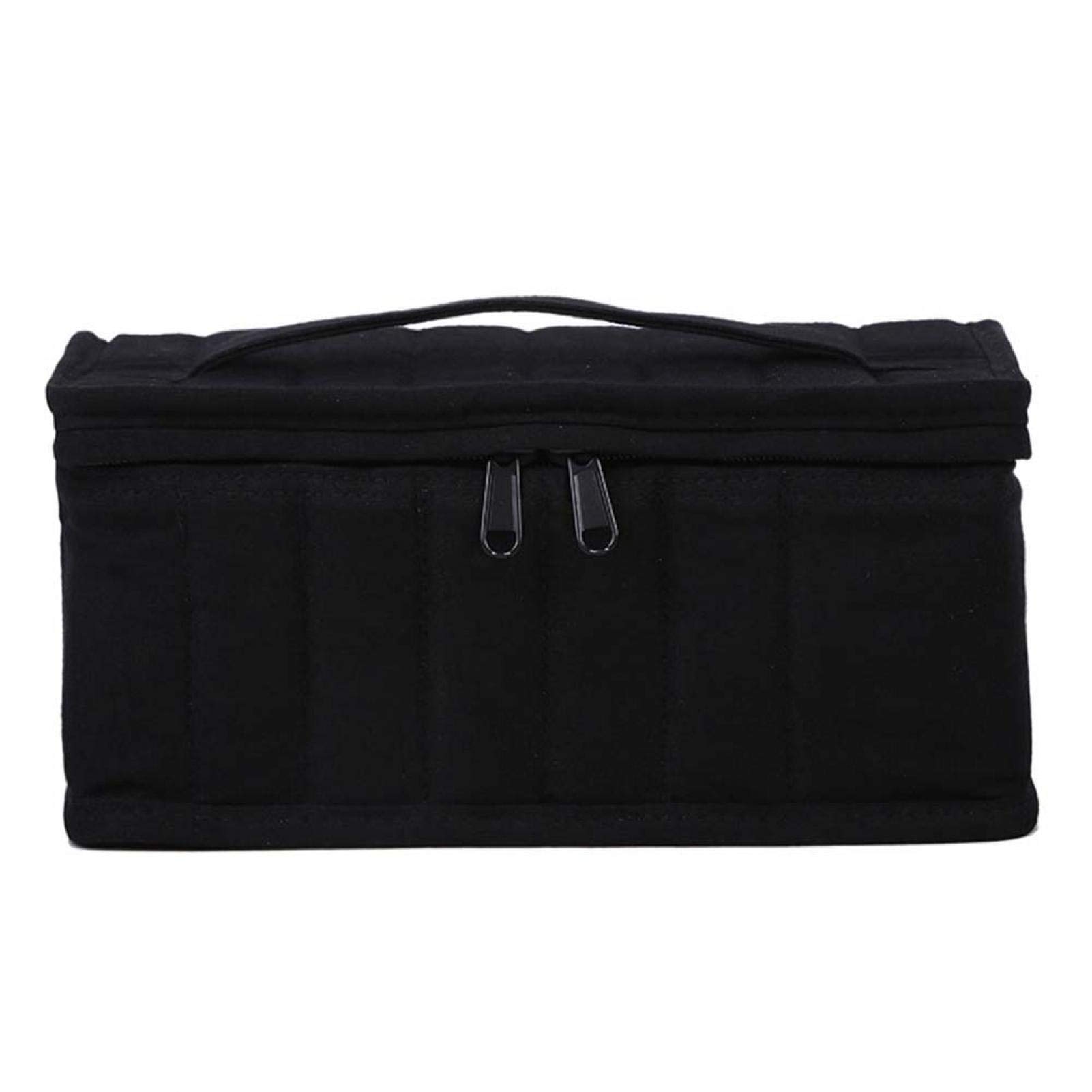 ZSooner Essential Oil Case Durable Nail Polish Perfume Portable With Handle Storage Bag Carrying Protective Organizer Travel 39 Bottles Shockproof Collecting(Black)