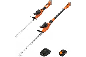 GARCARE 2 in 1 Pole Hedge Trimmer, Cordless Long Reach with 20V 4.0Ah Battery and Quick Charger, 20 inch Cutting Blade Length