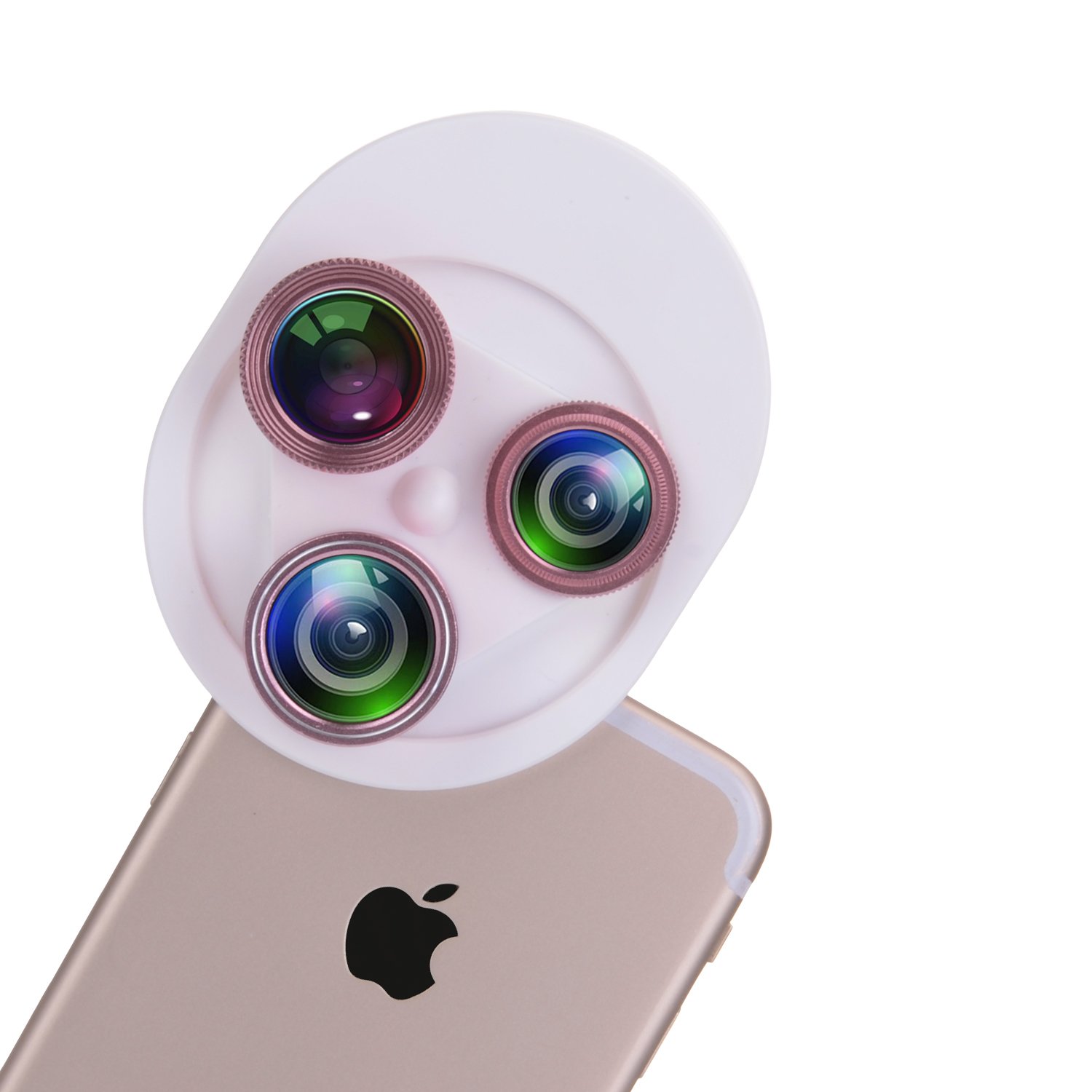 Cell Phone Camera Lens, YELIN 4 in 1 Phone Camera Lens, 198°Fisheye Lens 15X Macro Lens 0.63X Wide Angle Lens CPL Lens Universal Clip-on Camera Lens Kit for iPhone Samsung etc. (Pink & White)