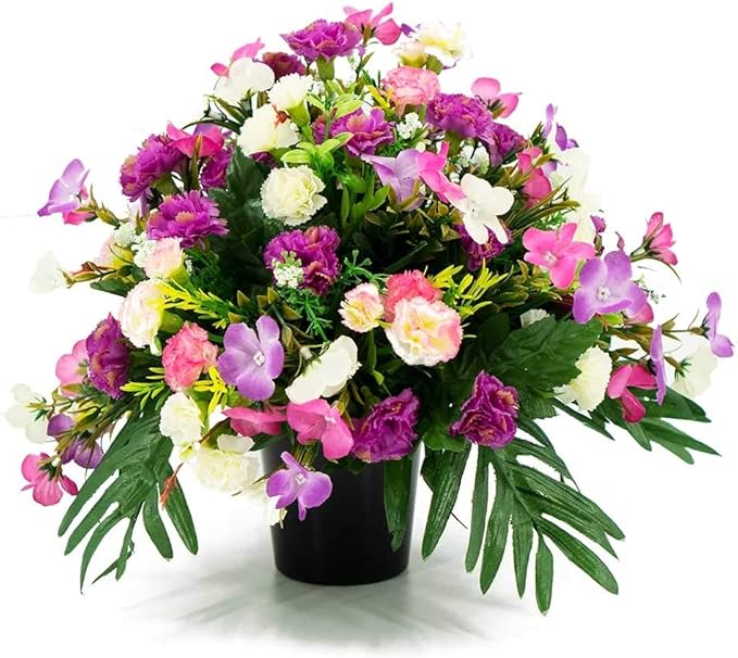 Valerie Purple Pink Carnations Artificial Flower Graveside Cemetery