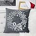 Homey COZY Embroidery Gray Velvet Throw Pillow Cover, Merry Christmas Series Snowflake Floral Wreath Luxury Soft Fuzzy Cozy Warm Slik Gift Square Couch Cushion Pillow Case 20 x 20 Inch, Cover Only