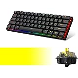 DK61E 60% Mechanical Gaming Keyboard with Yellow Gateron Optical Switch, RGB Backlit Wired PBT Keycap Waterproof Type-C Compa