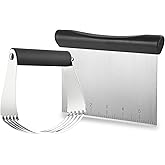 Spring Chef Dough Blender & Pastry Cutter Tool, Stainless Steel Pastry Blender & Bench Scraper for Pizza, Nut, Pie - Multipur