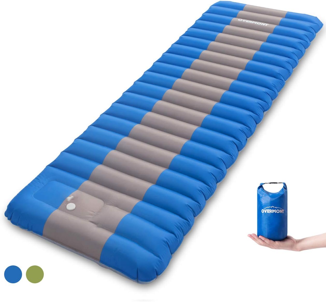 Overmont Extra Thickness Sleeping Pad Inflatable Camping Mat Ultimate Air Mattress Compact Carry Bag Built-in Pump Waterproof for Backpacking Hiking Travel