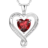 Zifeel Birthday Gifts for Women Wife Infinity Heart Birthstone I Love You Necklace for Women S925 Sterling Silver Anniversary Wedding Gifts for Christmas Valentines Mothers Day Women's jewelry Diamond Pendant Necklaces Gift for Her Mom Daughter Grandma