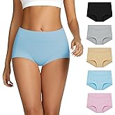 THANTH Boy Shorts Underwear for Women High Waisted Cotton Panties Full Coverage Boxer Briefs Underwear for Women 5 Pack