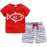 Mud Kingdom Little Boys Jersey Shorts Set Cotton Short Sleeve Outfits Casual Summer