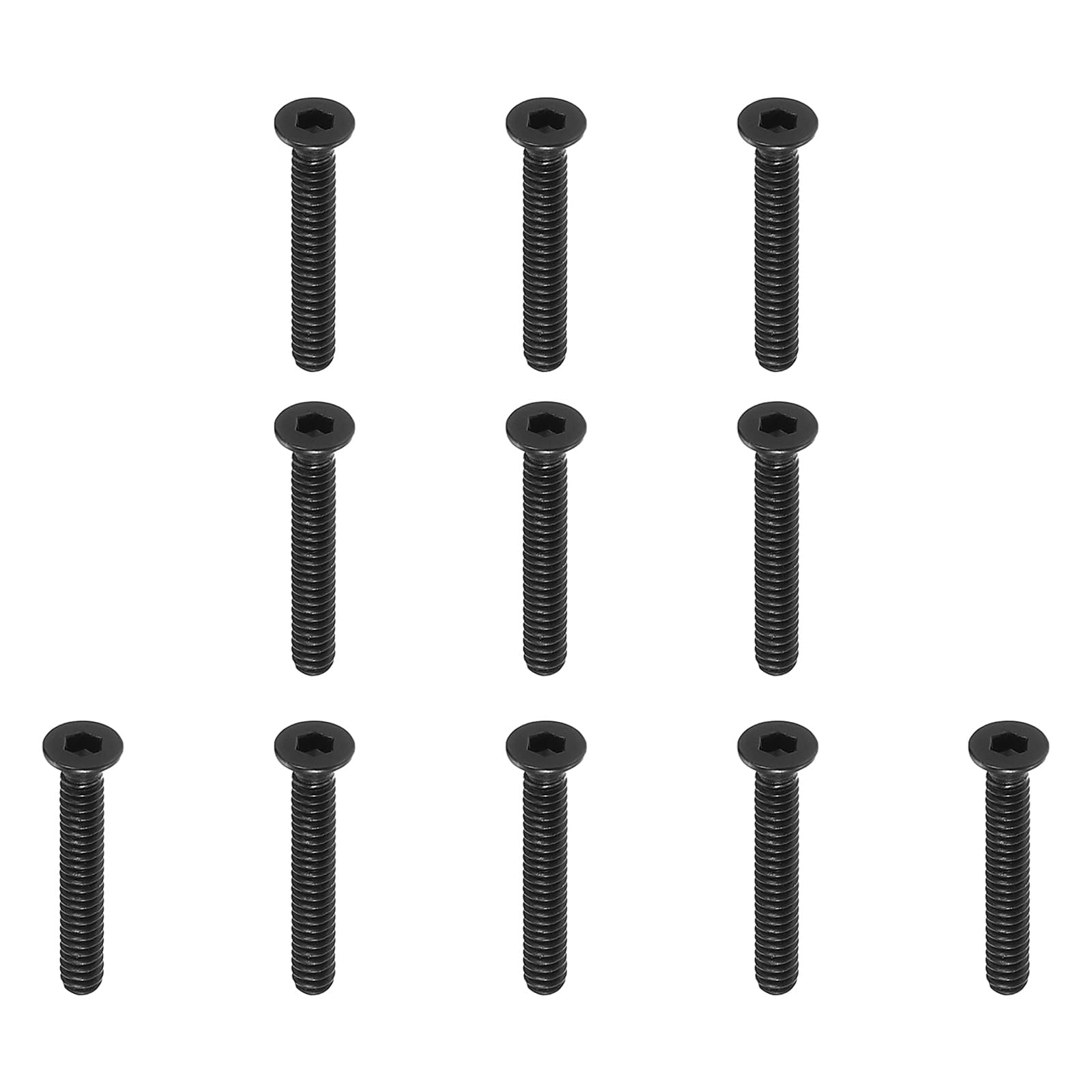 PATIKIL #4-40 x 3/4 Inch Flat Head Socket Cap Screws, 10 Pack Flat Countersunk Bolts Hex Socket Drive Machine Screws Full Thread Coarse Thread UNC Black Oxide Grade 10.9
