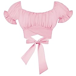 COOUFE Women's Crop Tops Ruffle Short Sleeve Tie