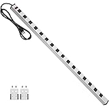 Long Metal 16 Outlet Power Strip, Wide Spaced Garage Industrial Power Strip, Heavy Duty Power Strip with 6FT Cord 15A, 125V, 