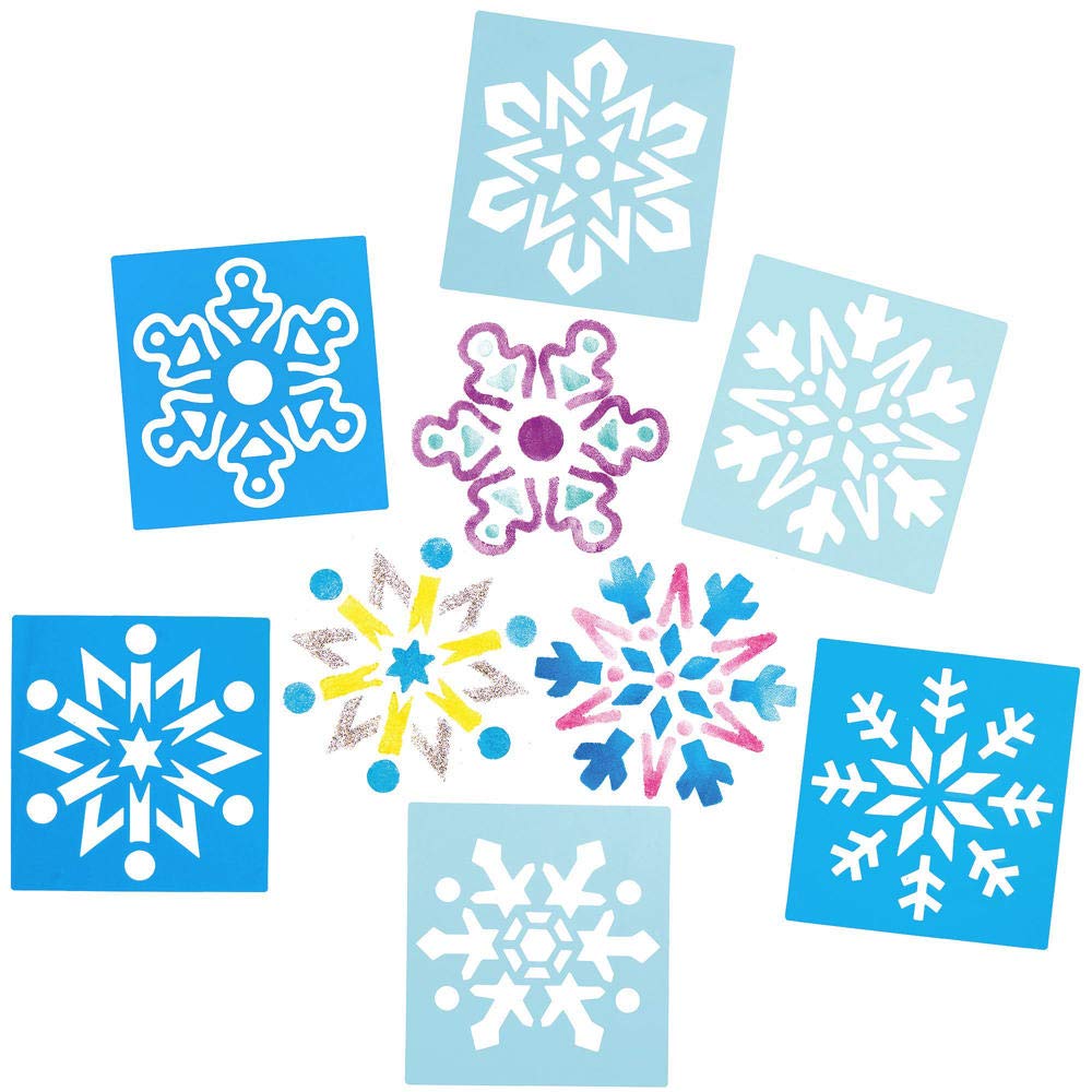 Baker Ross Snowflake Stencils - Pack of 8, Snowflake Christmas Decorations (AX404) — image 1
