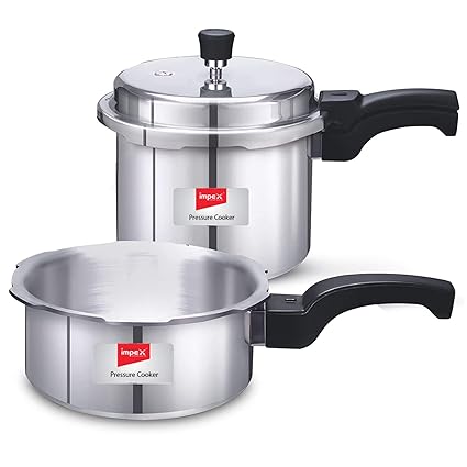 Impex IFC-23 Induction Base Aluminium Pressure Cooker Family Combo with Outer Lid (Set of 2 &