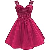 TSBRIDAL Short Homecoming Dress for Teens Off Shoulder Sparkly Lace DAMA Dresses for Quinceanera Puffy Tulle Prom Gown