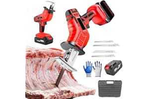Bone Meat Cutter, Electric Bone Cutting Machine, Portable Reciprocating Saw with 4 Saw Blades and 12 Pairs of Gloves, Rubberi