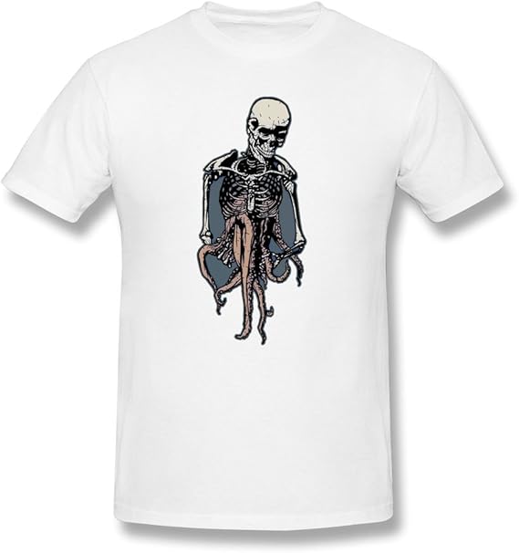 Amazon Co Jp 顔春 メンズ 16 夏 髑髏のタコ 半袖tシャツ ホワイト S 服 ファッション小物