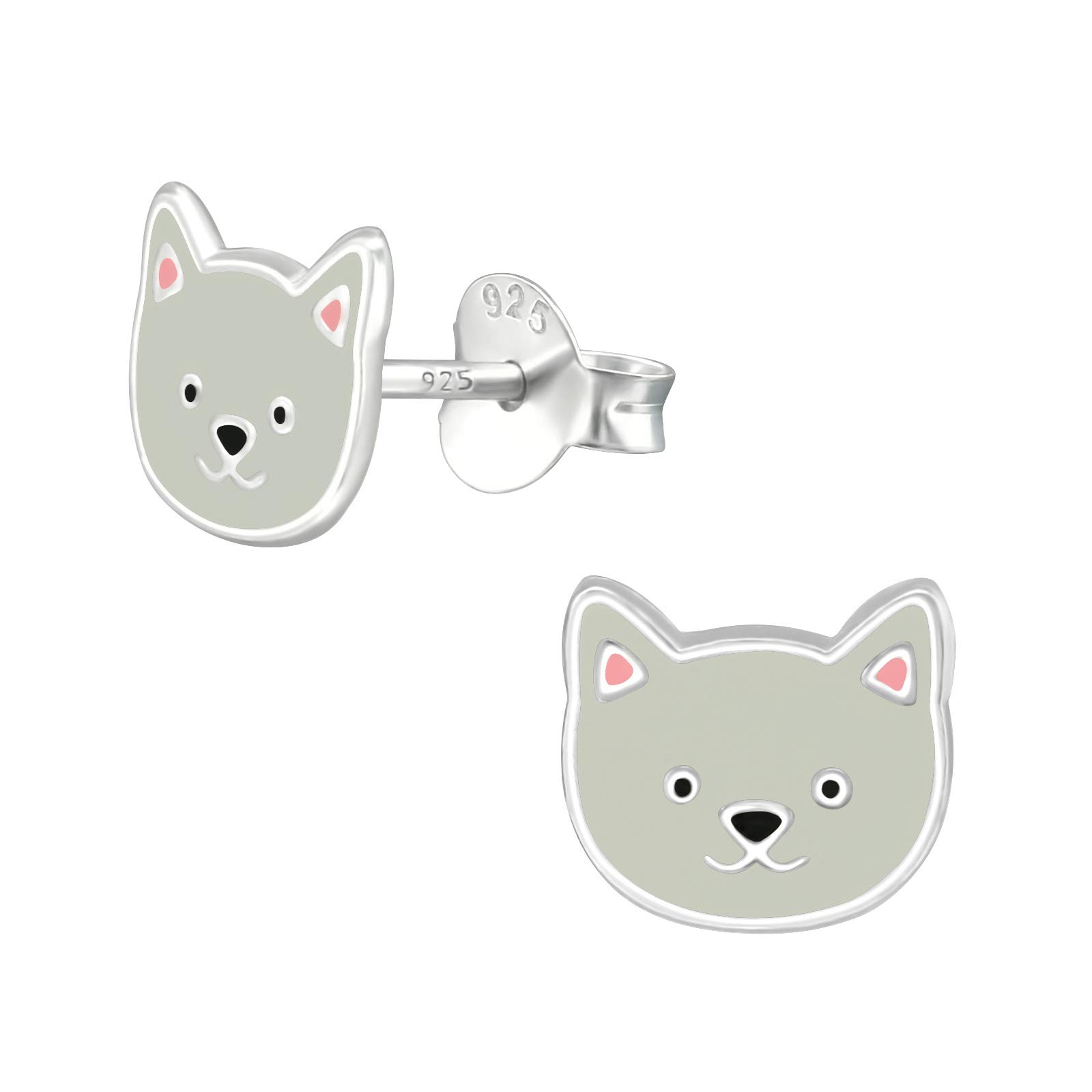 925 Sterling Silver Lightweight Hollow-Back Cat Stud Earrings for Women & Girls – Cute Kitten Animal Pet Jewellery Gift Boxed