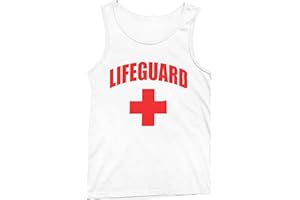 SIMPLE GUY Lifeguard - White and Red Lifeguarding Crew Neck Plain Shirt Unisex Uniform Costume Shirts for Men Women