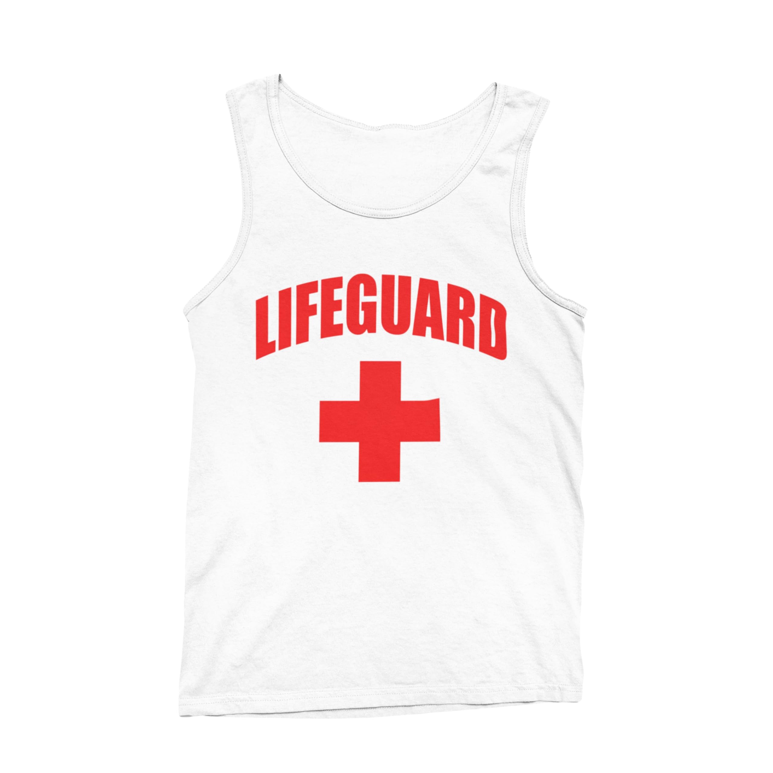 Photo 1 of Lifeguard Tank Top Unisex Costume Uniform Shirts for Men and Women: White Red Tank Top White X-Large