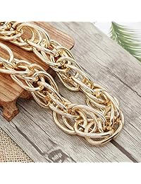 Hanpabum - Juego de collar y pendientes de aro de bambú con forma de triángulo hueco, chapados en oro