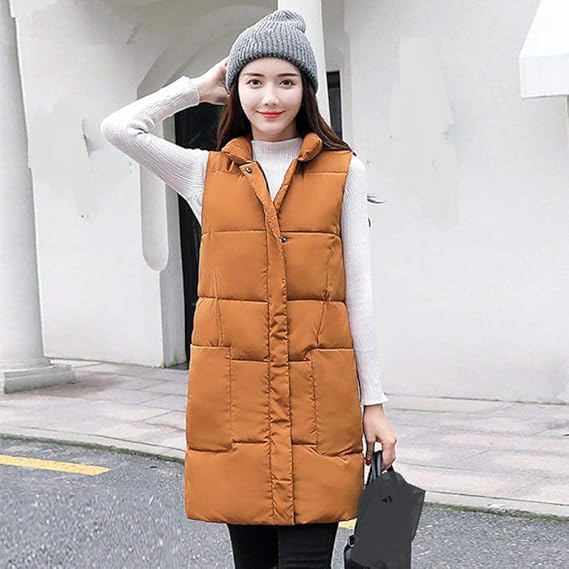 Amazon ダウンベスト レディース 秋と冬のダウンコットンベスト女性服ゆるい暖かいノースリーブチョッキ女性パッド入りオーバーコートベスト アウターウェア女性の屋外ジレットボディウォーマー ベスト 通販