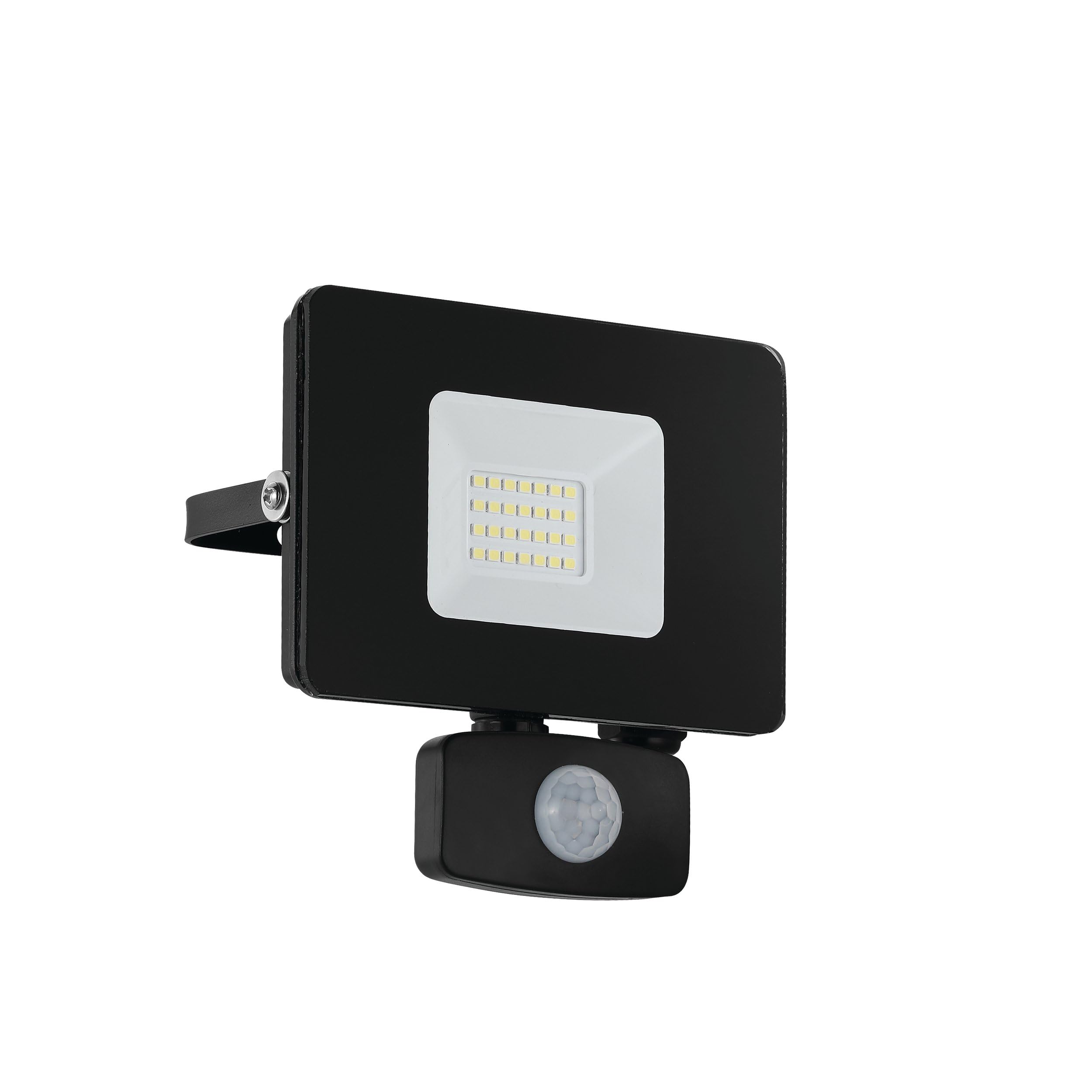 Eglo LED Outdoor Spotlight Faedo 3, 1 Flame Outdoor Light incl. Motion Detector, Sensor wall Spotlight Made of Aluminium, Colour: Black, Glass: Clear, 20 W, IP44