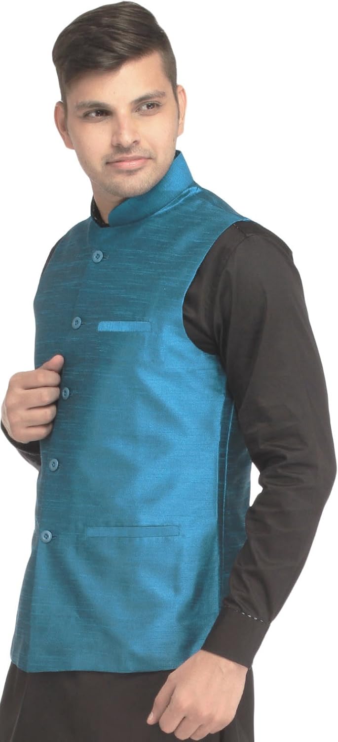 exotic india men's silk waistcoat spe97