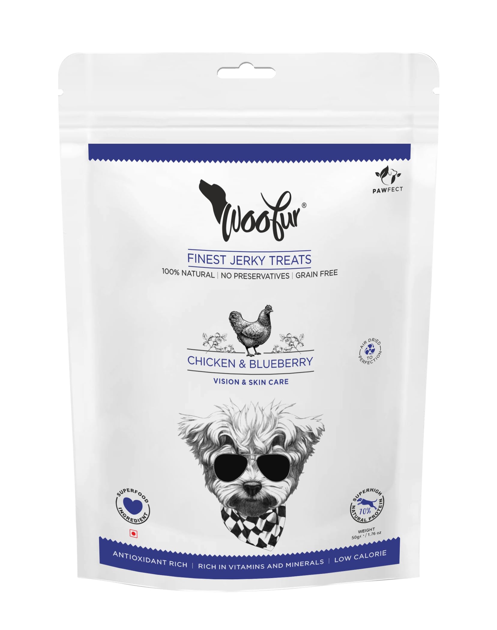 Jerky Treats: Chicken & Bluberries (50g/1.76oz)
