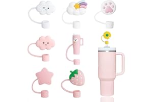 YAYAYOUNG 8Pcs Straw Covers Cap Toppers Compatible with Stanley 30&40 oz Tumbler ,Reusable Cute Silicone Tips Lids Protectors for 0.4 in/10mm Cups Accessories(8PCS)
