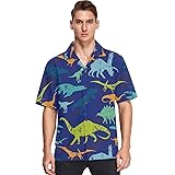 visesunny Vintage Dinosaur Animal Men's Hawaiian