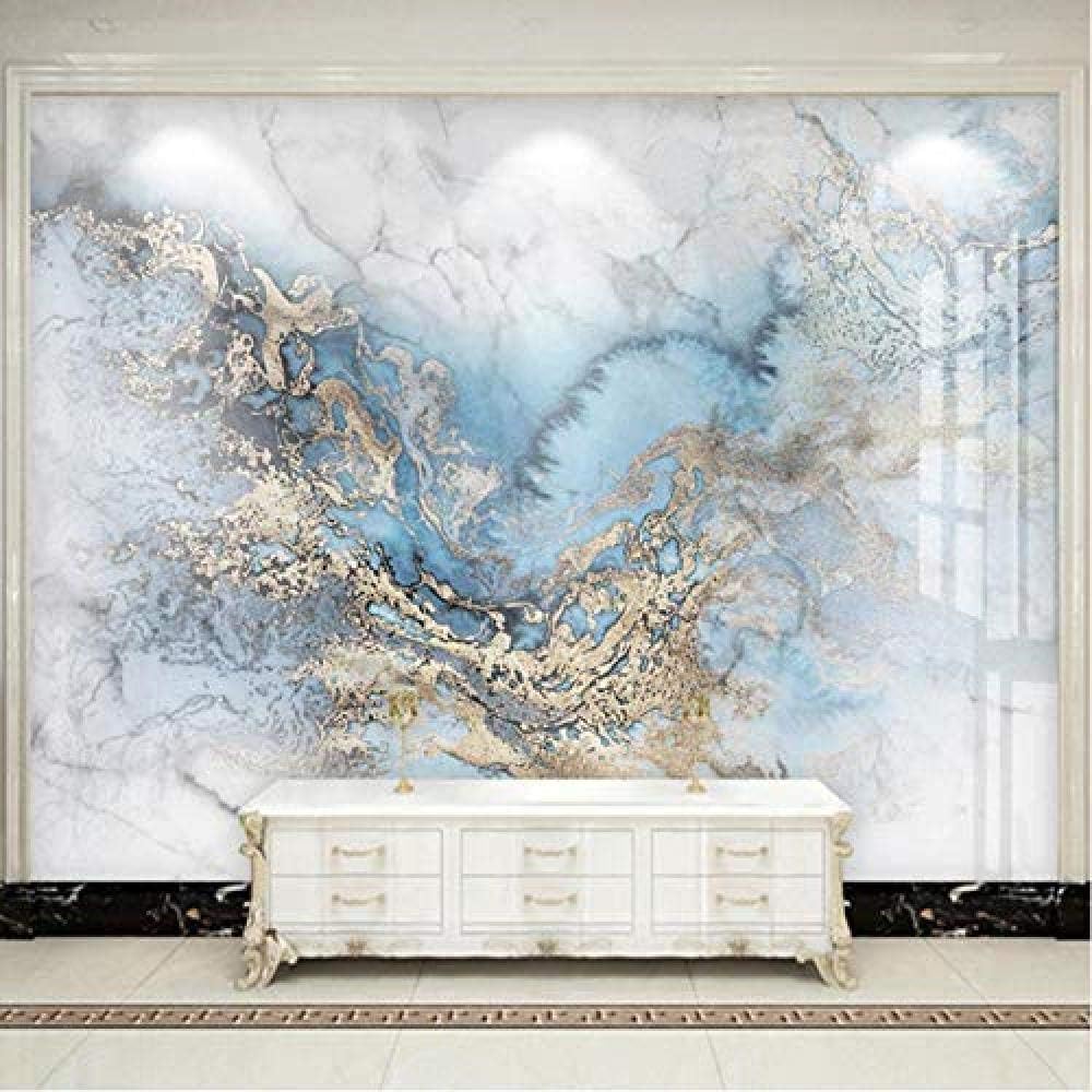 Jbekjg 3D Mural Peelable Modern 3D Abstract Blue Marble Wallpaper Living Room Tv Sofa Hotel Background Wall Stickers PVC Self Adhesive Removable Wallpaper-350X230Cm