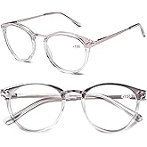 AQWANO Blue Light Blocking Reading Glasses Women Men, Fashion Round Computer Readers Anti Eyestrain/UV/Glare