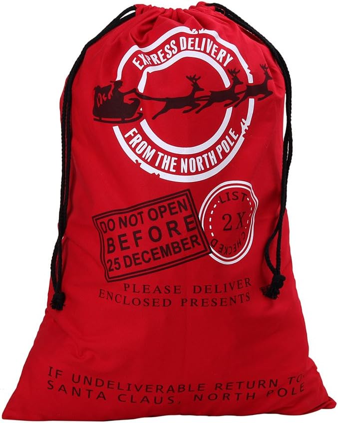 OUMAI Extra Large Drawstring Santa Sack | Personalized Jumbo Santa Bags for Storing, Holiday Presents, Stocking Stuffers or Decorations