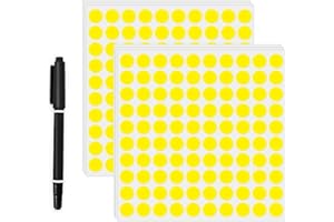 AURTHO 2000 Pcs 3/4" Garage Sale Price Stickers Sheets, Yellow Yard Sale Price Stickers, Round Color Coding Labels, Circle Dot Sticker for Home Decorative, Office, Classroom, Papers Etc