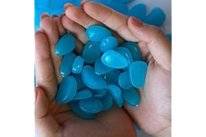 Stymx 520 PCS Glow Stone, Glow in Dark Gardon Pebbles Luminous Rocks for Walkways Yard Aquarium Fish Tank Decoration Powered by Light and Solar Glow Stones (Blue)