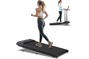 WELLFIT Auto Incline Folding Treadmill - 10% Incline Desk Walking Pad Treadmill with Handlebar, 400 lbs Heavy-Duty Capacity, Space-Saving Quiet Under-Desk Design for Home Office, Seniors & Fitness