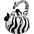 Whistling Tea Kettle for Stove Top Enamel on Steel Teakettle, Supreme Housewares Zebra Design Teapot Water Kettle Cute Kitchen Accessories Teteras (2.1 Quart, Zebra)