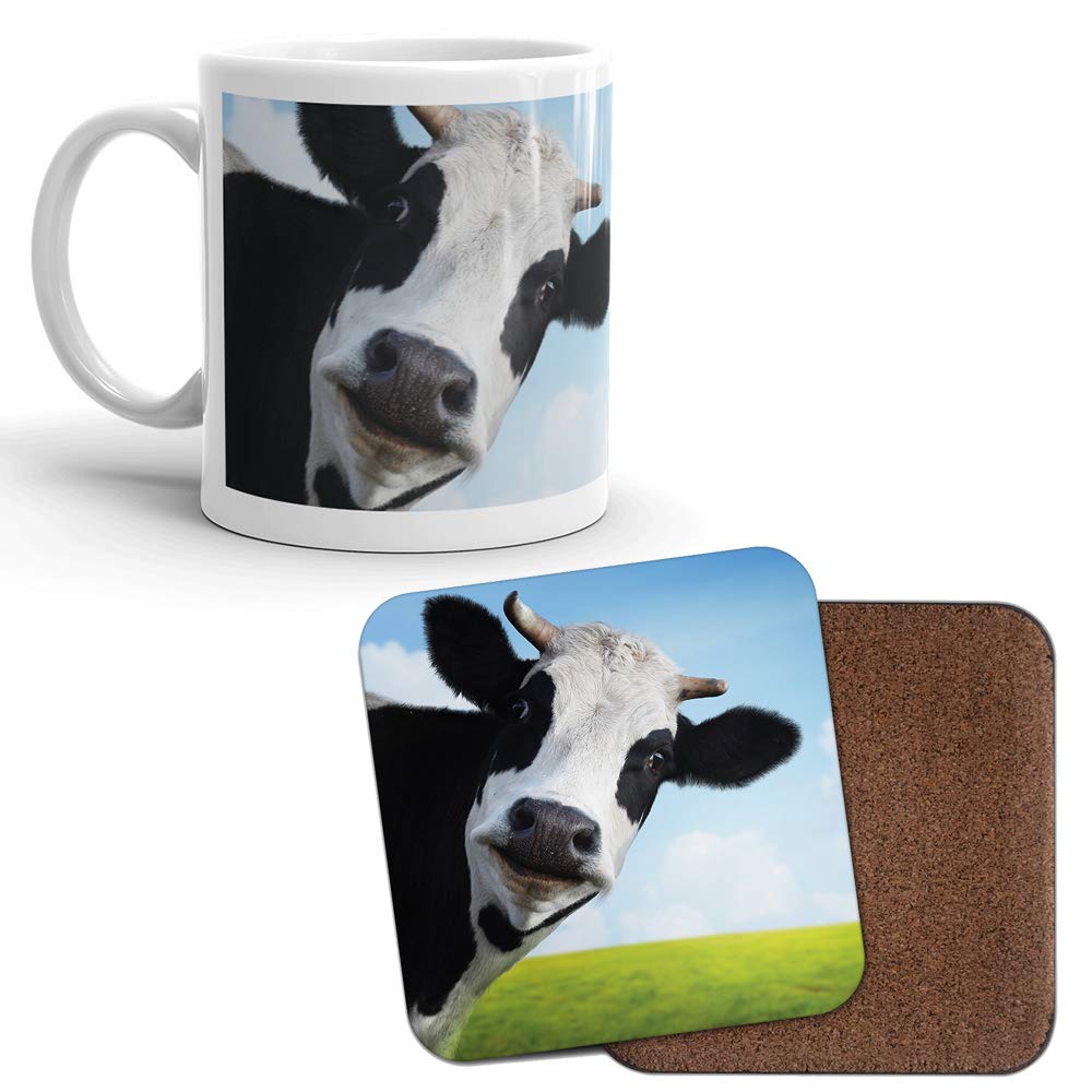 DV Mugs Ltd Mug & Coaster Set - Funny Cow Farmer Farm Kids Girls Boys Dad Brother #8273 (Mug & Coaster)