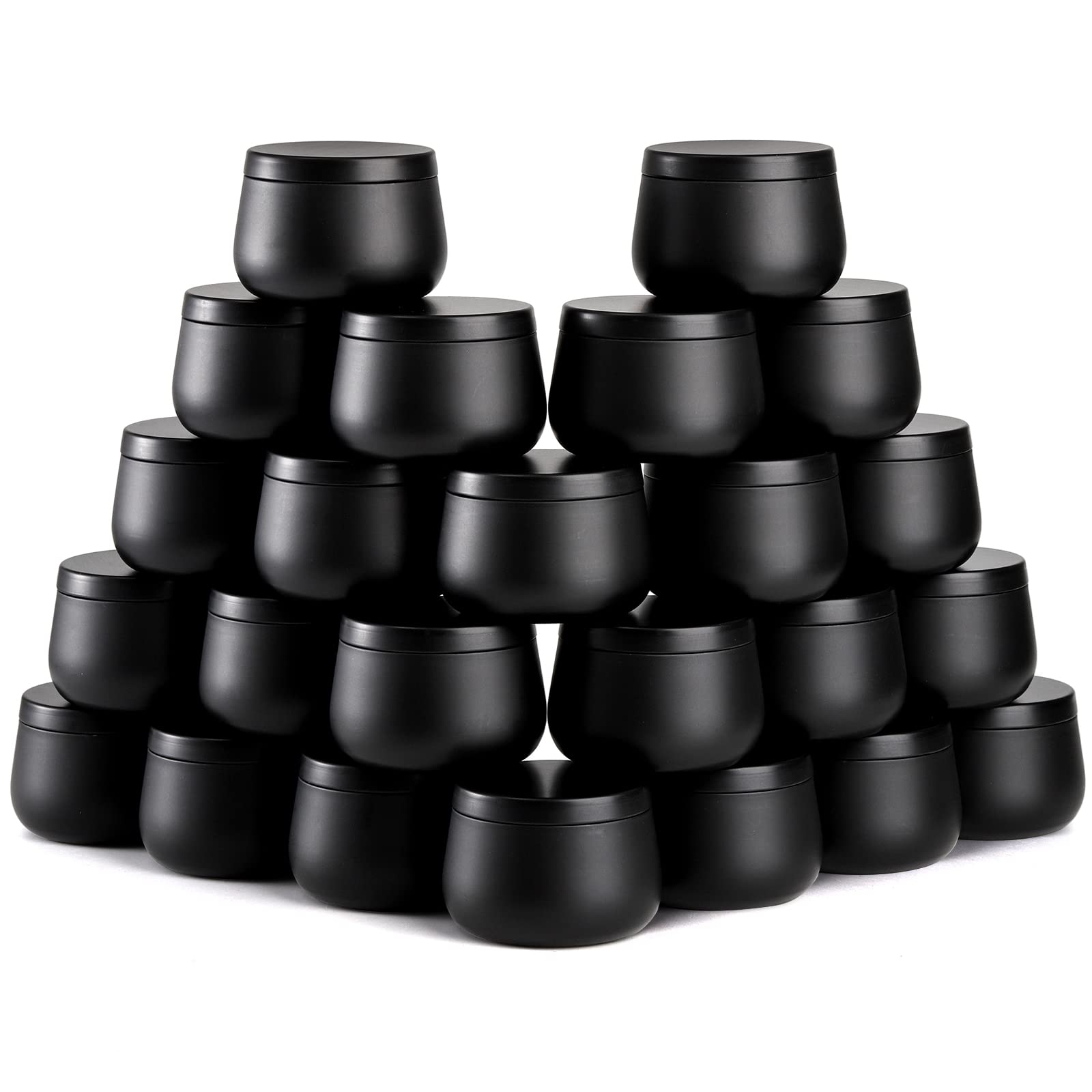 Lyellfe 24 Pack Candle Tins, 4 Oz Black Candle Jars with Lid, DIY Candles Making Kits, Empty Candles Holder Container Bulk for Candle Line, Gift, Making Candles, Storing Spice Candy