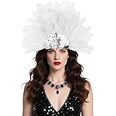 UQJE Women's Feather Headpiece Carnival Feather Headdress Showgirl Headpiece Plume Glitter Headdress Halloween