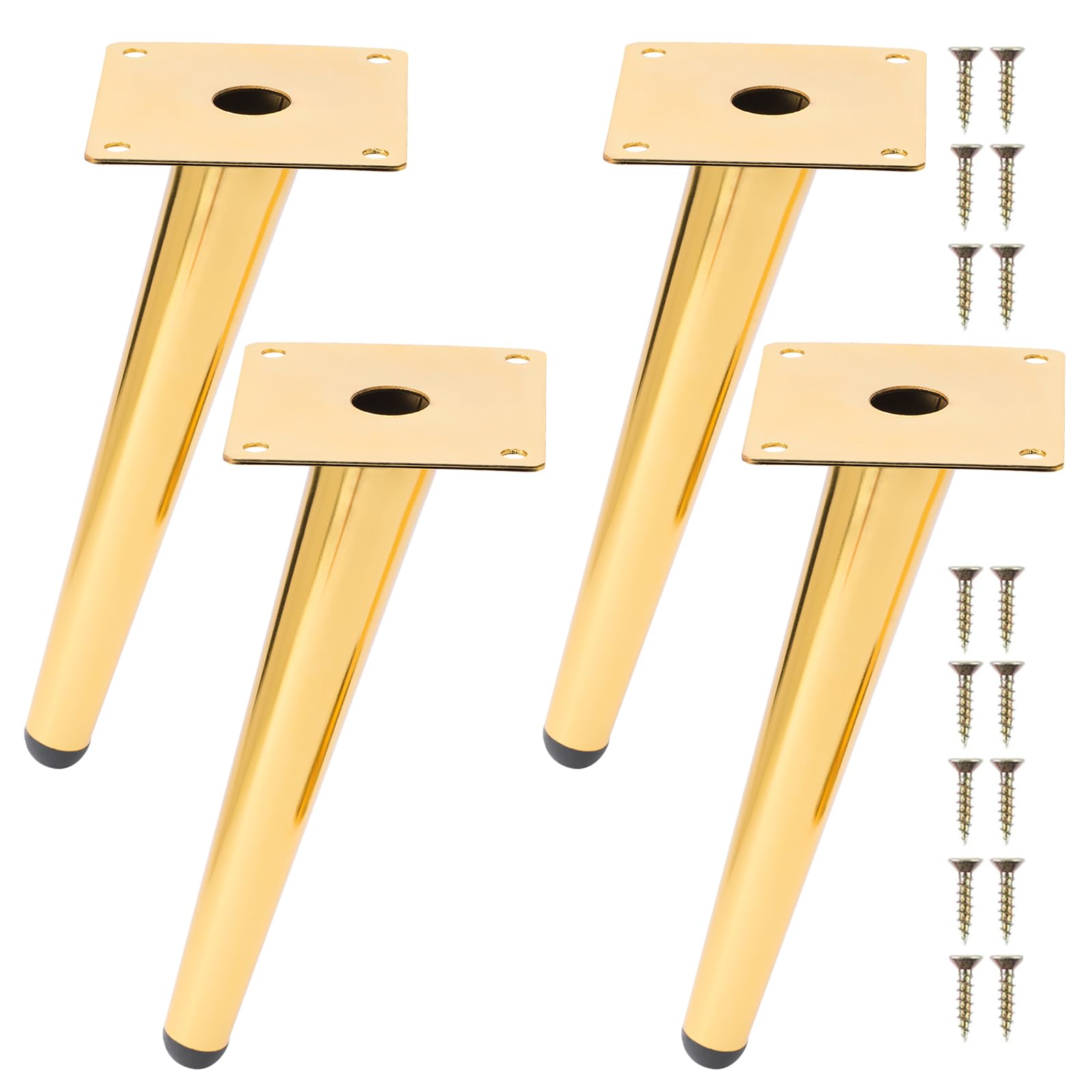 NAKUPENDA Furniture Feet, Pack of 4 Metal Legs for Furniture, Furniture Legs, Cone, Slanted Furniture Feet, Table Legs, Cabinet Feet, DIY for Cabinet, Chair, Coffee Table (20 cm Height, Golden)