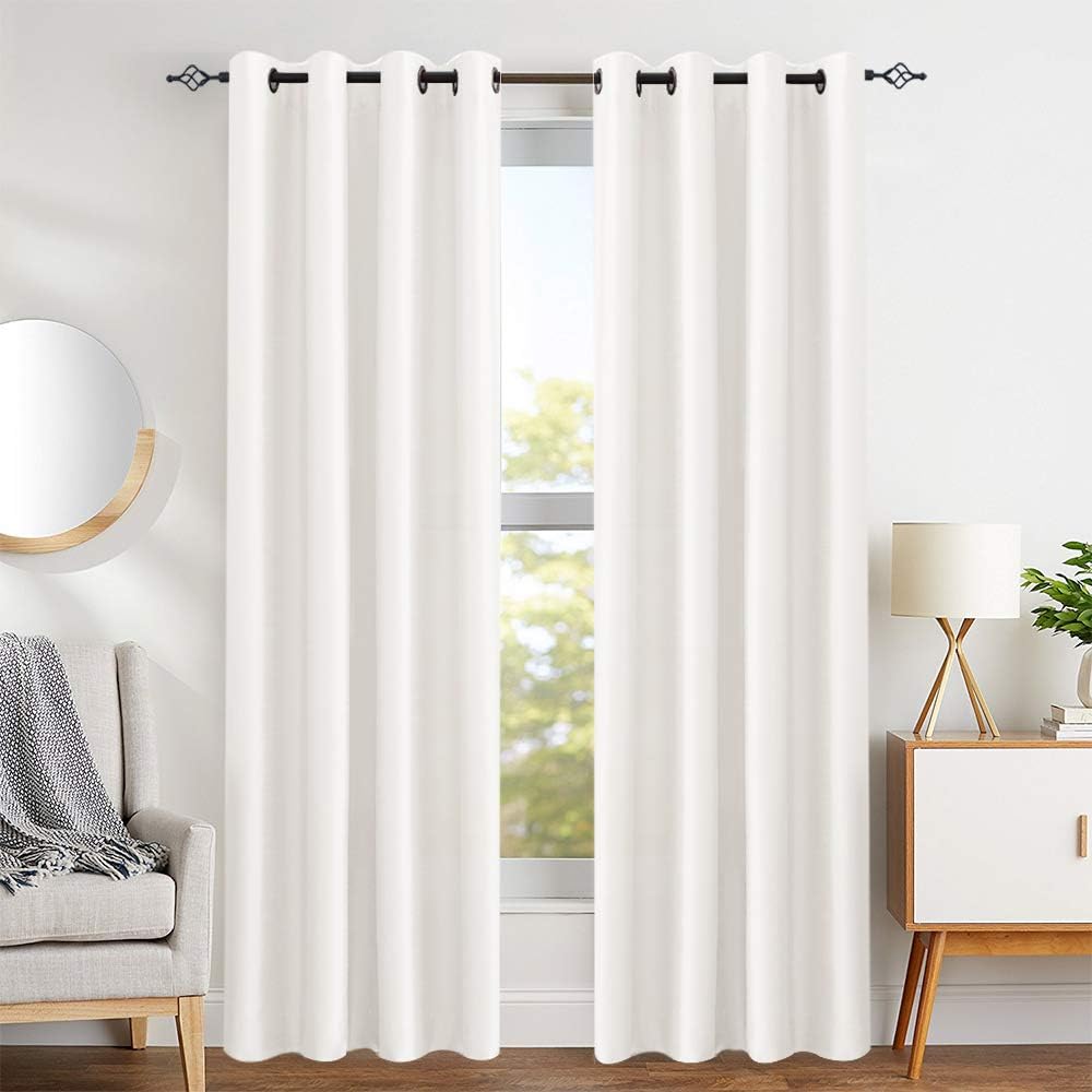 Faux Silk White Curtains For Bedroom 84 Inch Length Dupioni Window