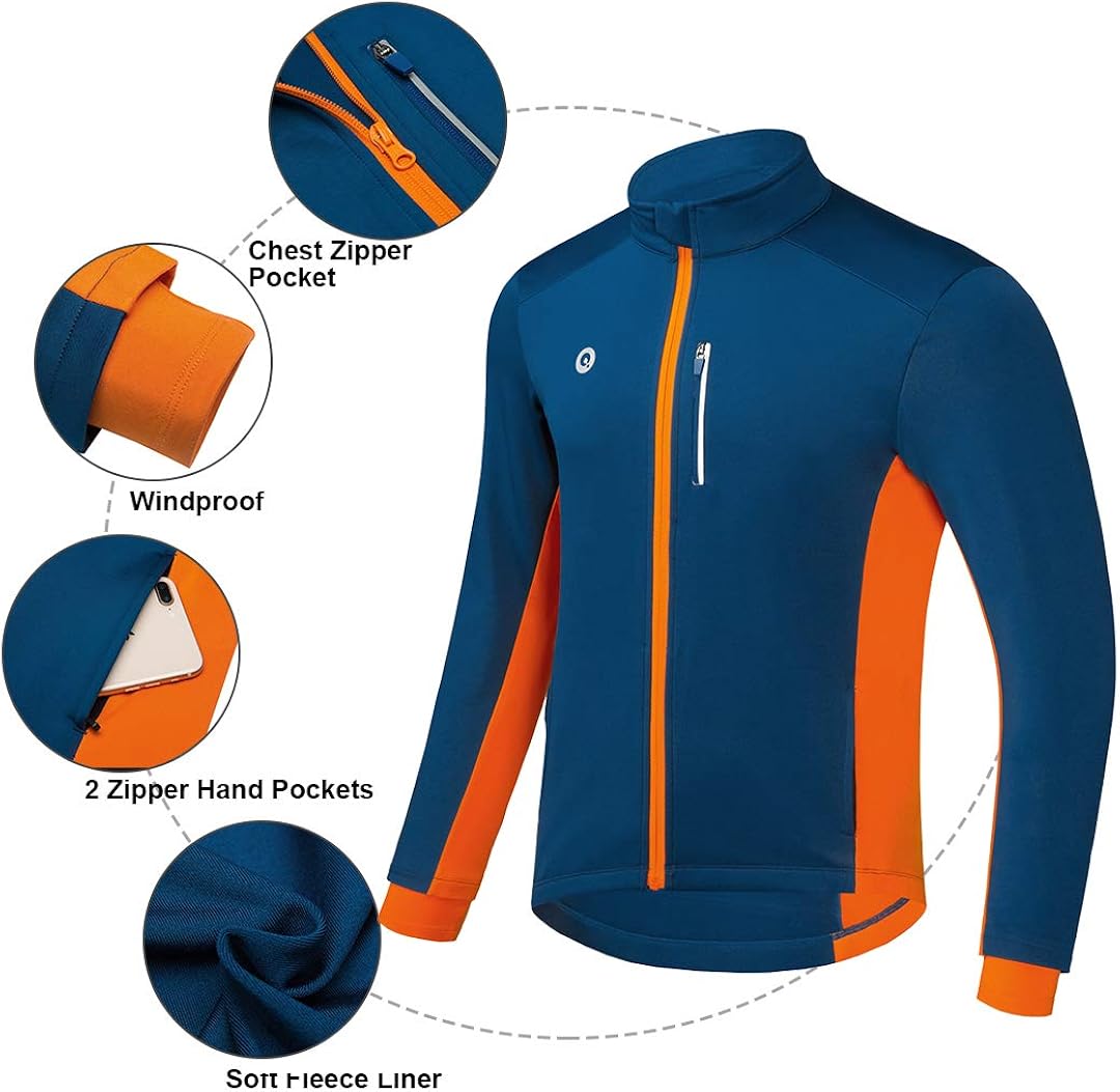 Przewalski Cycling Bike Jackets for Men Winter Thermal Running Jacket Windproof Breathable Reflective Softshell Windbreaker : Clothing