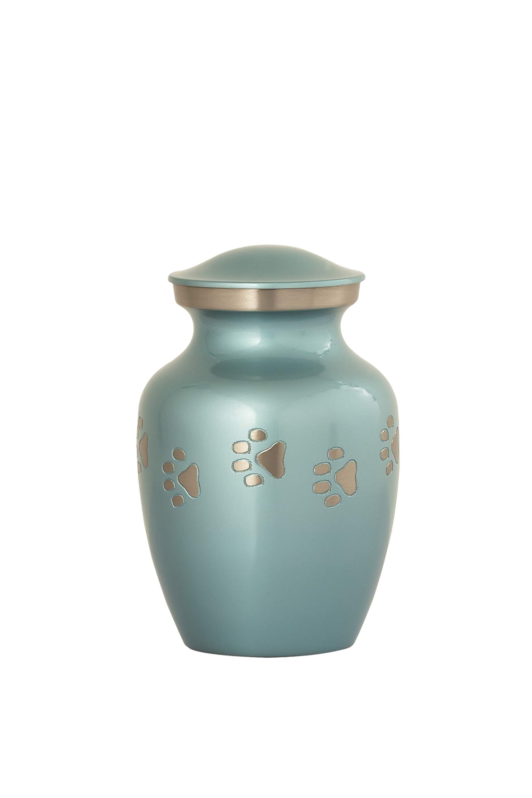 Enshrined Memorials Cremation Urn for Ashes - Cerberus Series Affordable Brass Handcrafted Pets Dogs Cats Funeral Burial Small 6 inch Paw Prints