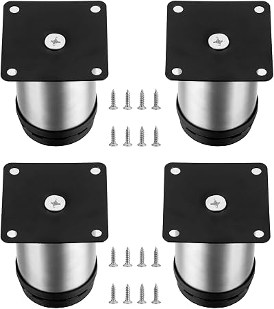 HAOCHEN 4 Pcs Adjustable Furniture Legs 2x3.15in Stainless Steel 0-10mm