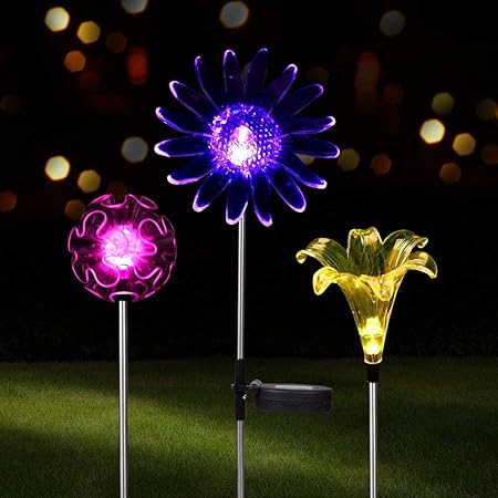 Amazon Com Vibelite 3 Pack Led Color Changing Solar Stake