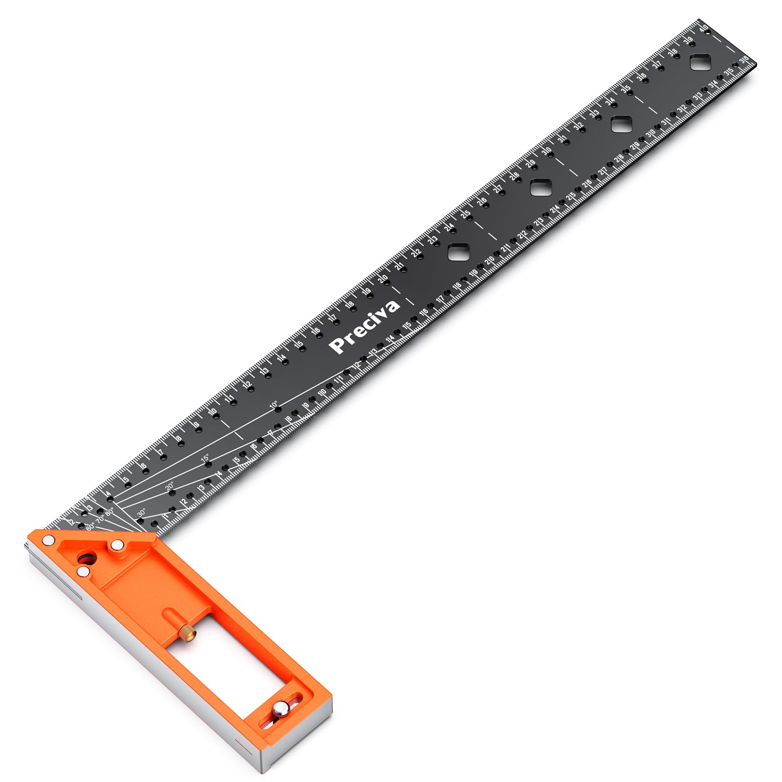 Carpenter Square Tool, Preciva T-Squares 16Inch/400mm, Stainless Steel Angle Ruler, Combination Squares 10/90 Degree Marking And Scribing Engineers Rulers for Woodworking