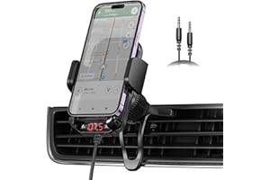 Magift Bluetooth 5.3 FM Transmitter Car Adapter with Air Vent Mount Car Charger PD30w QC3.0 Hands-Free Calling[HiFi Bass Sound] Supports TFSD Card 64G 3.5mm AUX USB Flash Drive PlayMusic