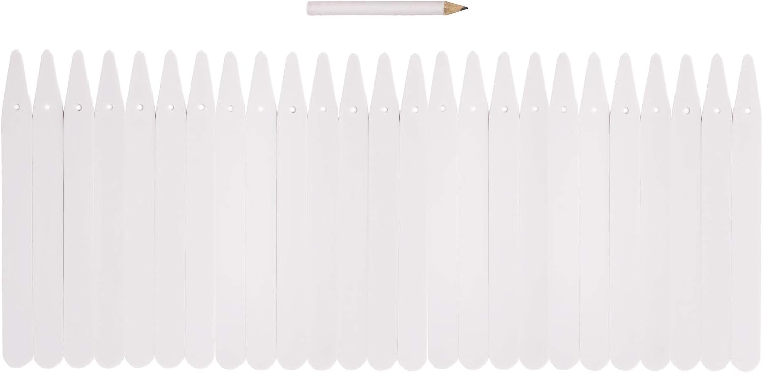 BFG Set 25 psc of White Plastic Plant Labels and Pencil I Plastic White ...
