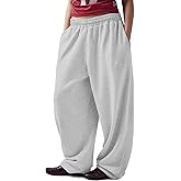 HeSaYep Women's Wide Leg Sweatpants Y2k Interior Drawstring Baggy Joggers Dancer Pants Streetwear with Pockets